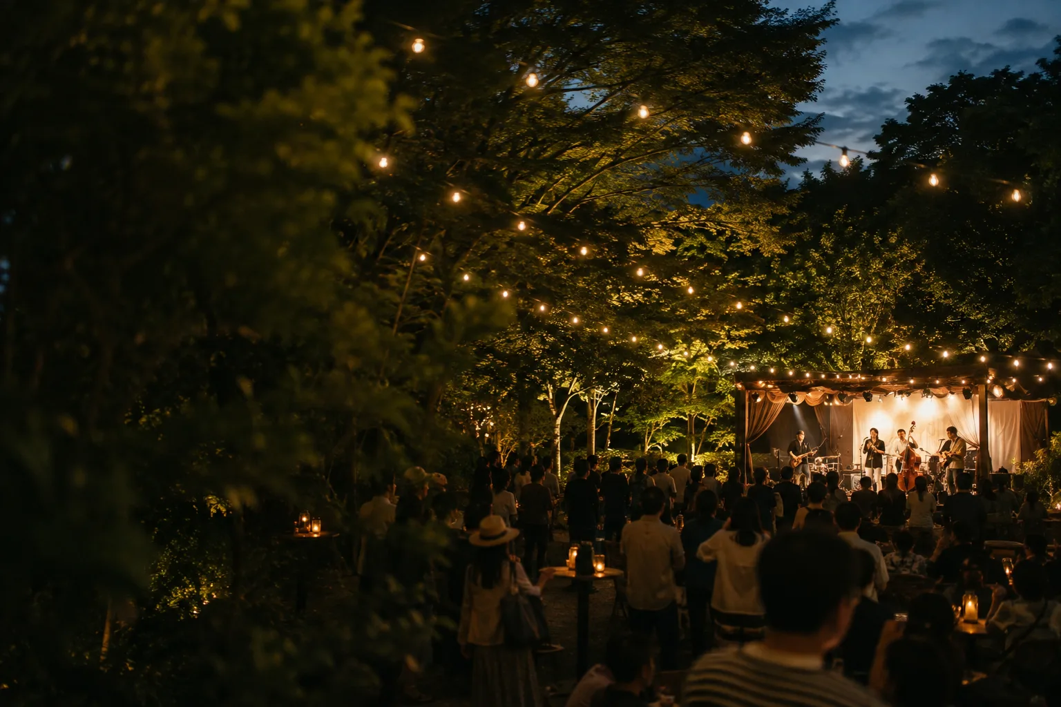 夕暮れの屋外イベントの生成イメージ